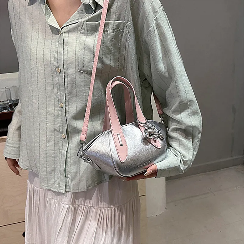 NOMK PU Handbag Shoulder Bag Crossbody Bag Women's White/Blue/Silver-10