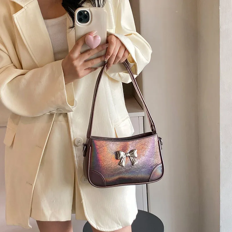 NOMK PU Shoulder Bag, Commute Crossbody Bag Women's Black/Iridescent Silver/Iridescent Gunmetal/Silver-7