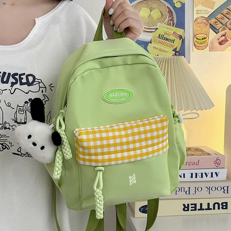 NOMK Nylon Backpack, Travel, Small Backpack Women's White/Blue/Black/Yellow/Green-14
