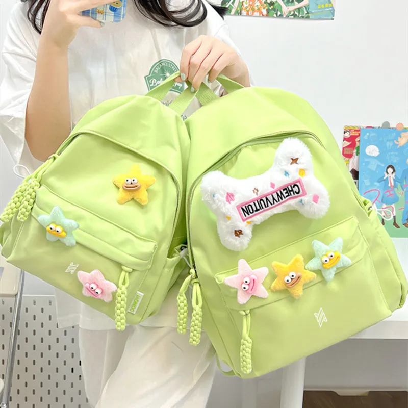 NOMK Nylon Backpack Backpack Backpack Handbag Women's Pink/Black/Green/White/Beige Yellow-6