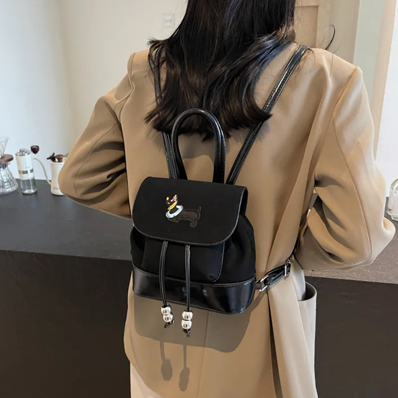 NOMK Suede Handbag Shoulder Bag Backpack Women's Black/Coffee/Brown-2