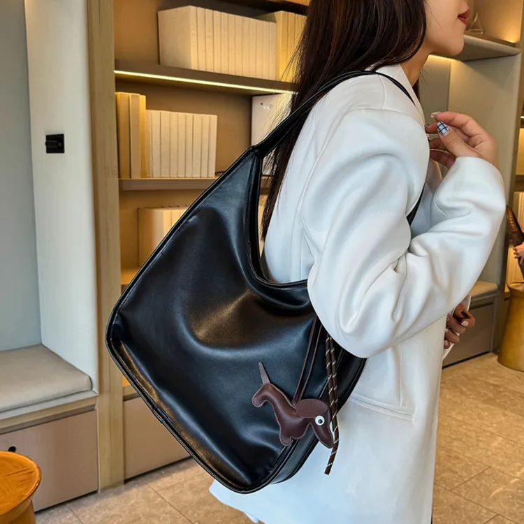NOMK PU Shoulder Bag Handbag Shoulder Bag Women's Ecru/Silver Black/Dark Brown-8