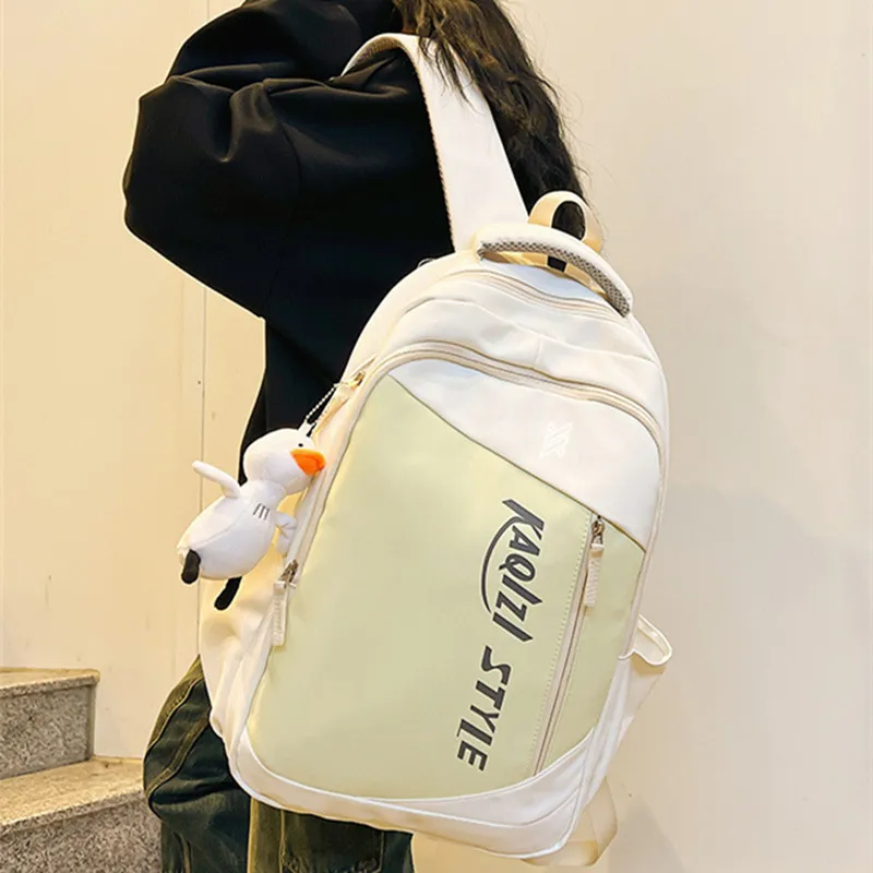 NOMK Nylon Backpack Backpack Travel Backpack Laptop Bag Unisex Black/Green/White/Blue-11