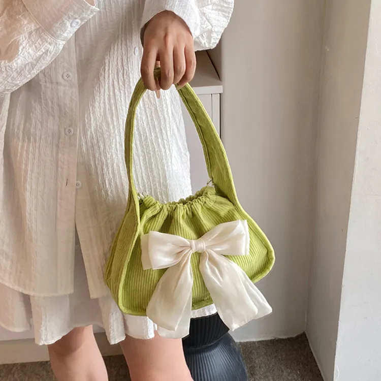 NOMK Corduroy Shoulder Bag Women's White/Black/Pink/Green/Brown-13