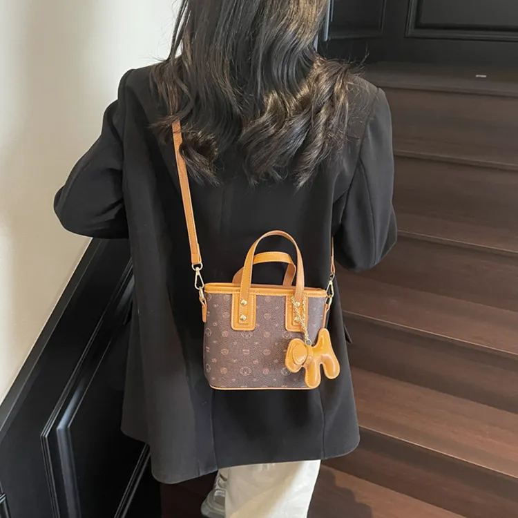 NOMK PU Crossbody One Shoulder Handbag Women's White & Brown/Ecru/Pink/Coffee-14