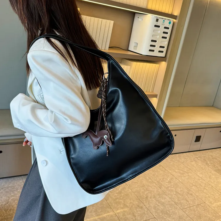 NOMK PU Shoulder Bag Handbag Shoulder Bag Women's Ecru/Silver Black/Dark Brown-9