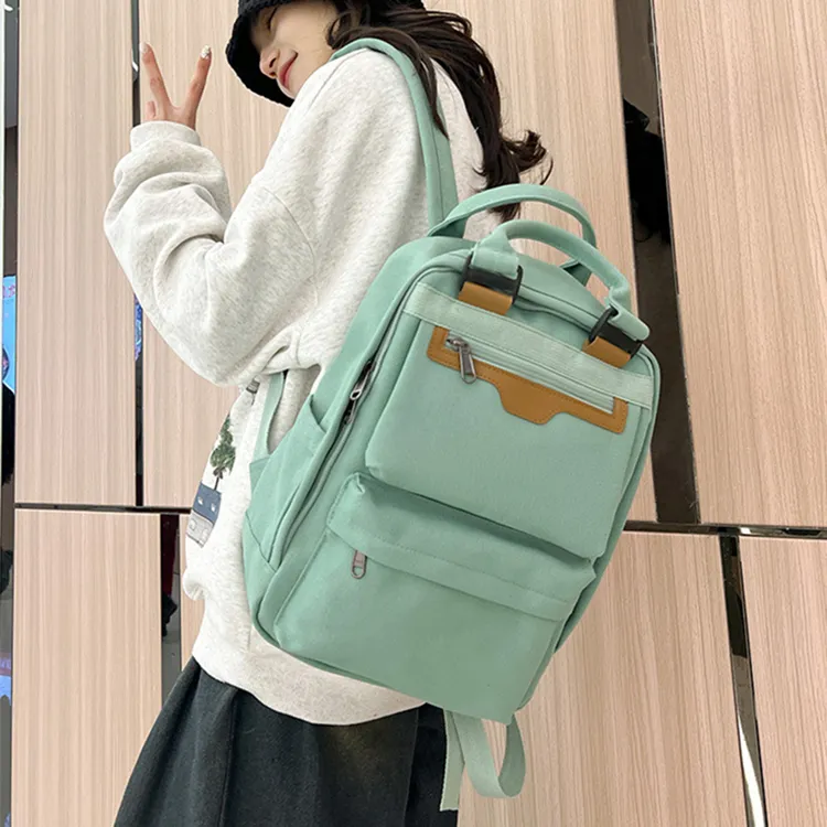 NOMK Canvas Handheld Backpack Unisex Black/Army Green/Green/Ecru/Purple-11