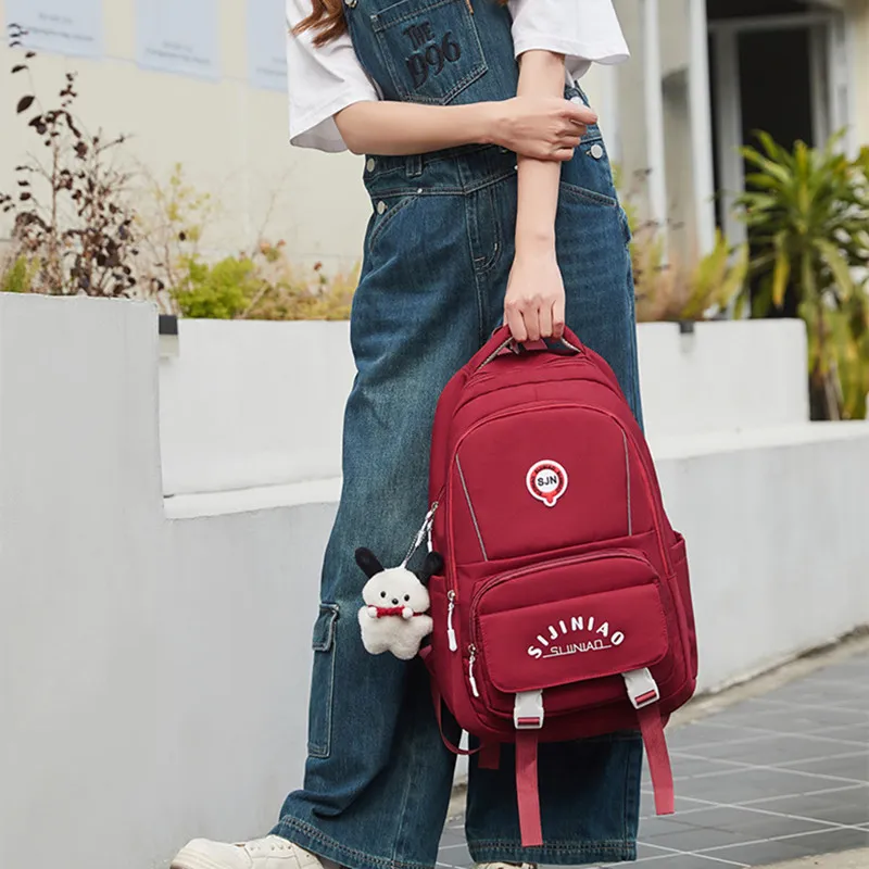 NOMK Nylon Backpack Large Size Unisex Red/Black/Blue/White/Purple-2