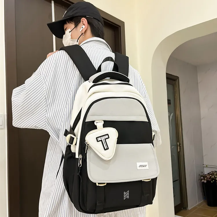 NOMK Nylon Carry Backpack Unisex Red/Green/Orange/Black/Dark Khaki/Light Khaki-11