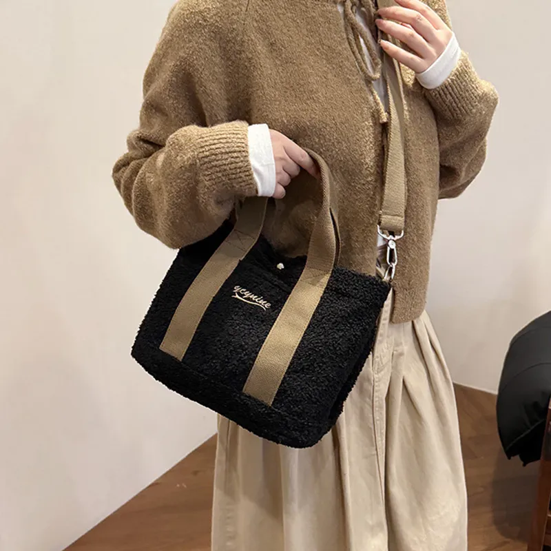 NOMK Faux Fur Shoulder Bag, Handbag Women's Black/Brown/Pink-11