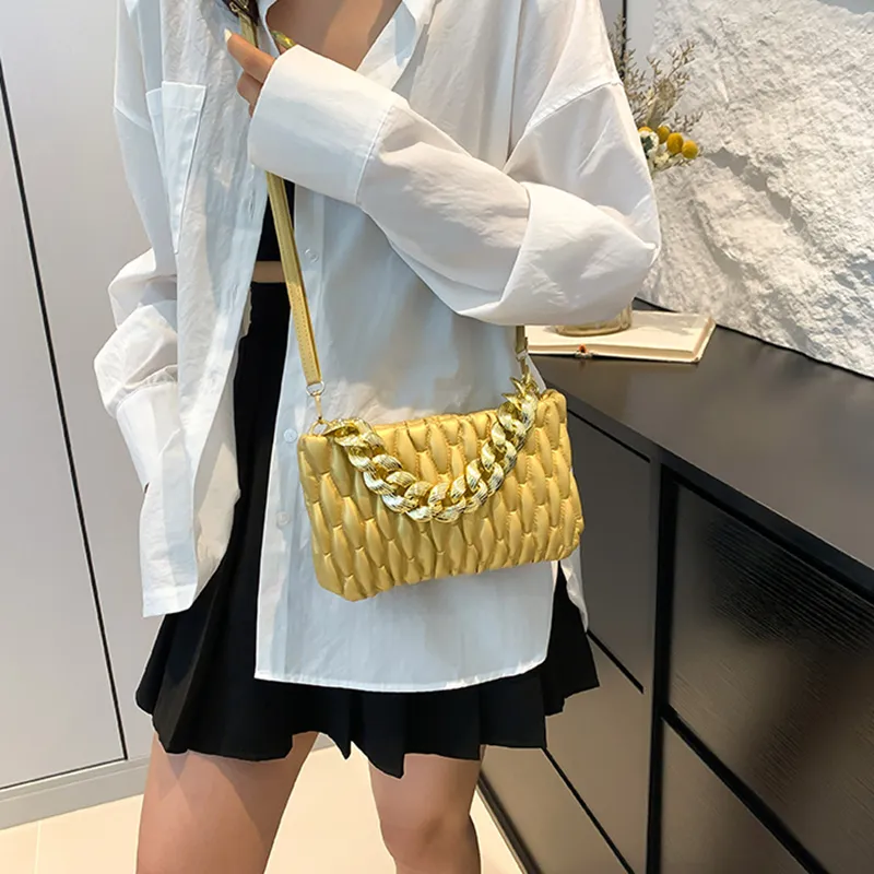 NOMK PU With Synthetic Leather One Shoulder Handbag Women's Black/Red/Brown/White/Gold/Silver-22