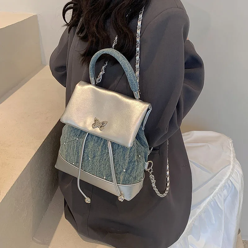 NOMK PU Backpack Small Size Women's Black/Silver-33