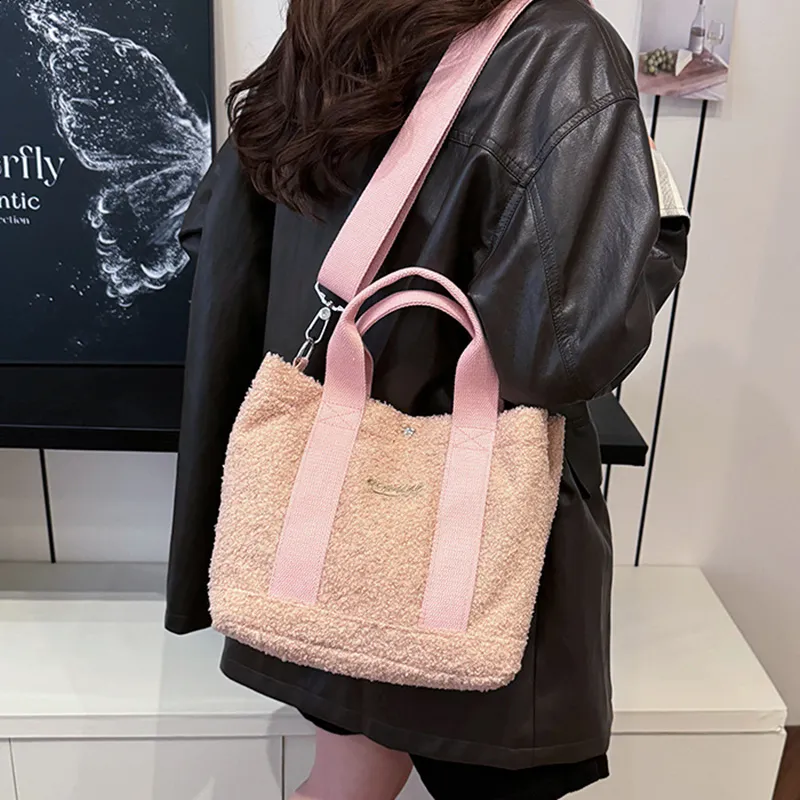NOMK Faux Fur Shoulder Bag, Handbag Women's Black/Brown/Pink-3