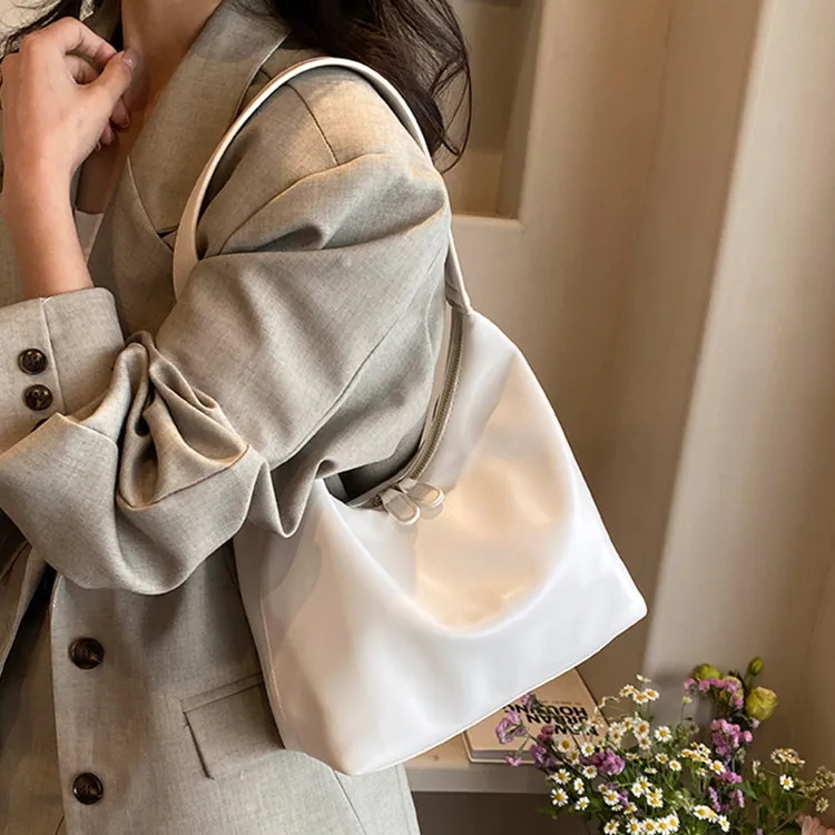 NOMK PU Tote Bag Shopping Bag Shoulder Bag Versatile Shoulder Bag Regular Women's Black/White/Khaki/Brown-6