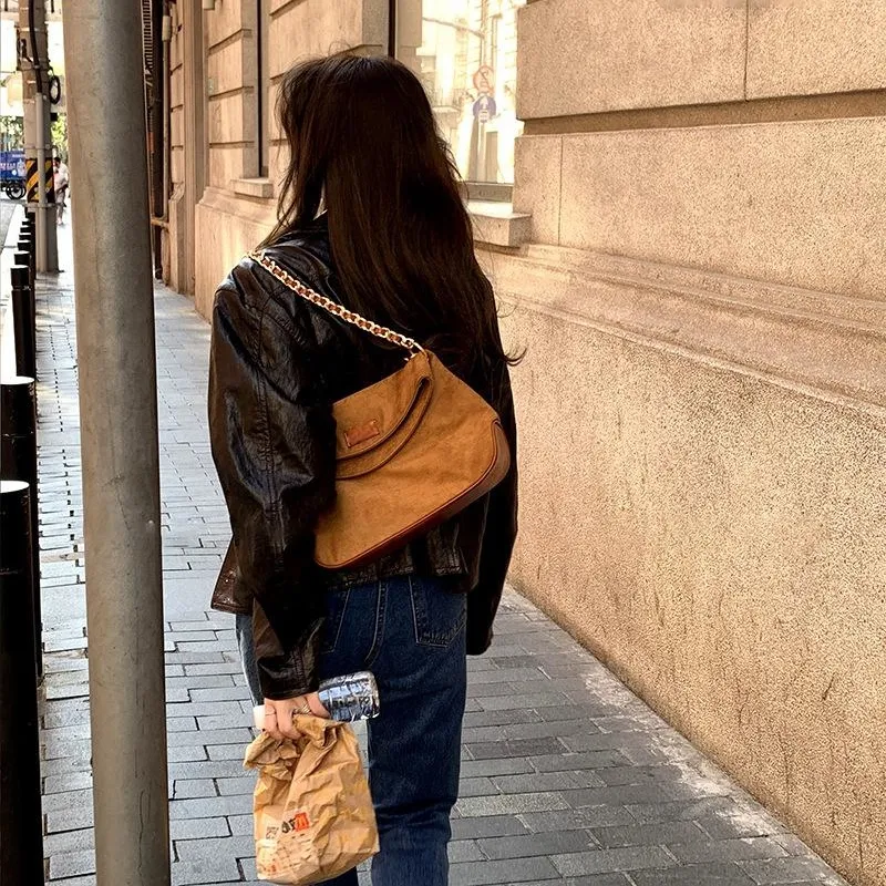 NOMK PU Shoulder Bag Shoulder Bag Hobo Bag Regular Women's Caramel-6