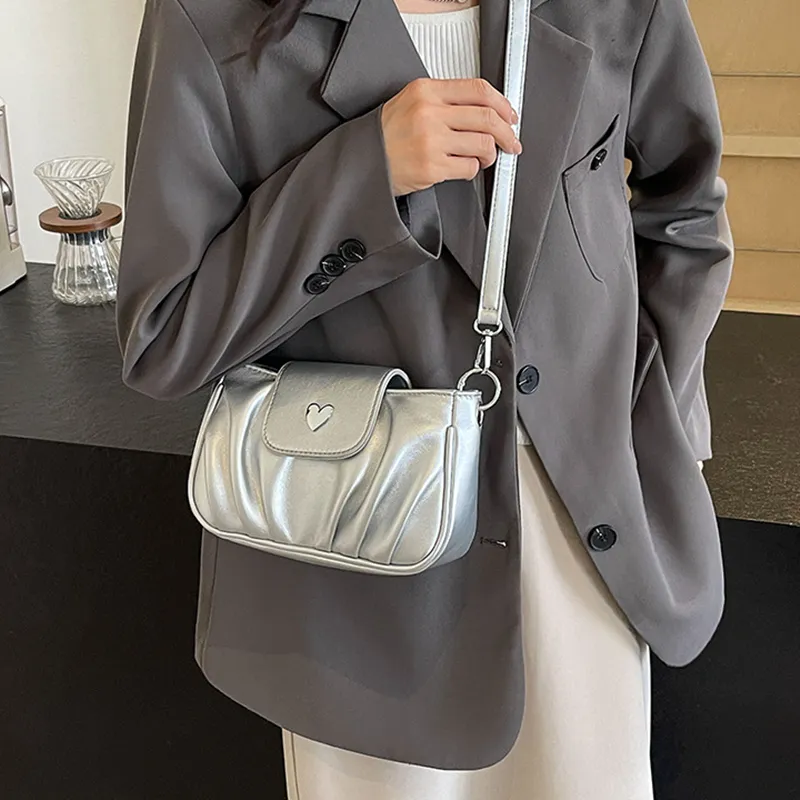 NOMK PU Shoulder Bag, Handbag, Shoulder Bag, Crossbody Bag Women's Black/Ecru/Pink/Silver-19