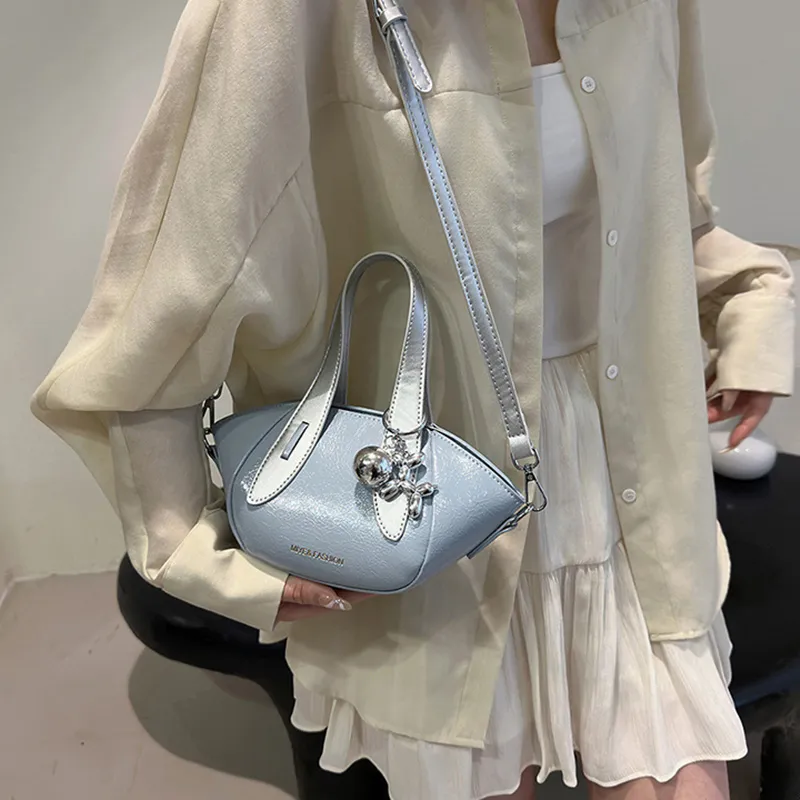 NOMK PU Handbag Shoulder Bag Crossbody Bag Women's White/Blue/Silver-6