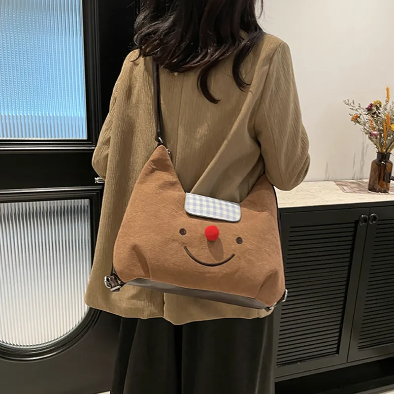 NOMK PU With Corduroy Tote Backpack, Shoulder Bag Women's Brown-4