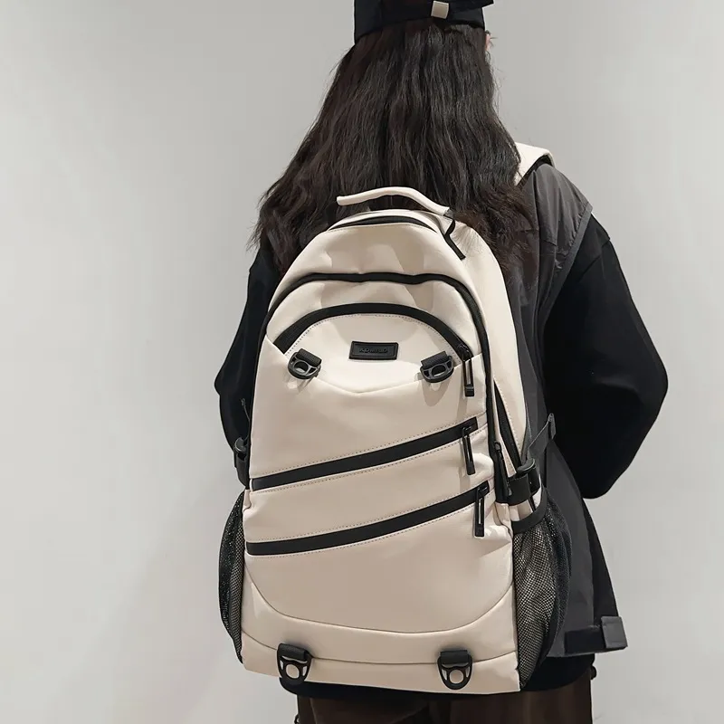 NOMK Nylon Backpack Unisex Black/White/Gray/Red/Brown-6