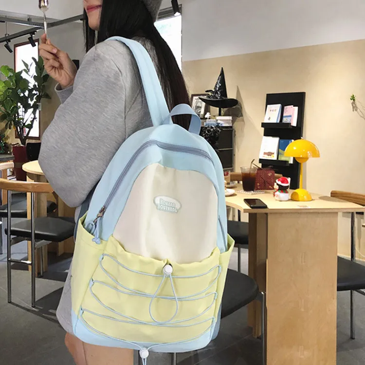 NOMK Nylon Portable One Shoulder Backpack Regular Women's Black Pink/Green Pink/Pink Blue/Blue Yellow-22