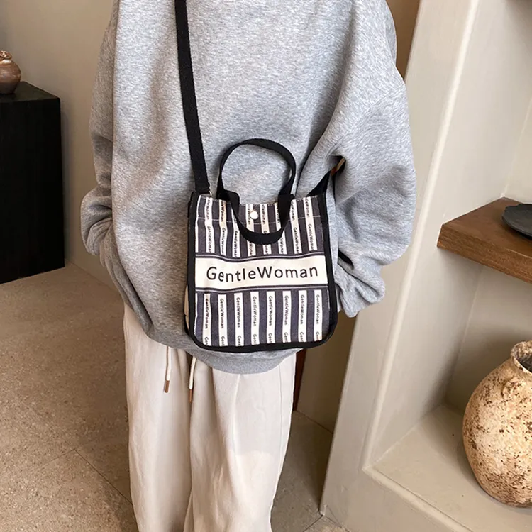 NOMK Canvas Handbag, Crossbody Bag Women's Black/Khaki/Green/Rose/White Letter/Black Letter-1