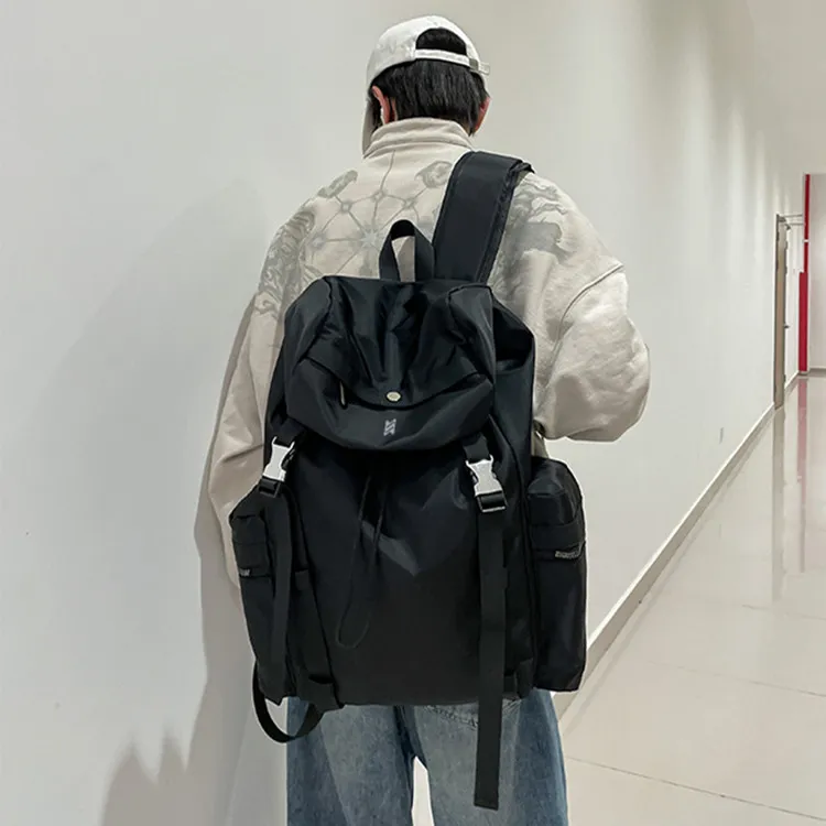 NOMK Nylon Backpack Unisex Black/Gray/Green/Blue-2