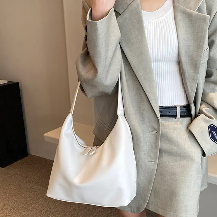 NOMK PU Tote Bag Shopping Bag Shoulder Bag Versatile Shoulder Bag Regular Women's Black/White/Khaki/Brown-7