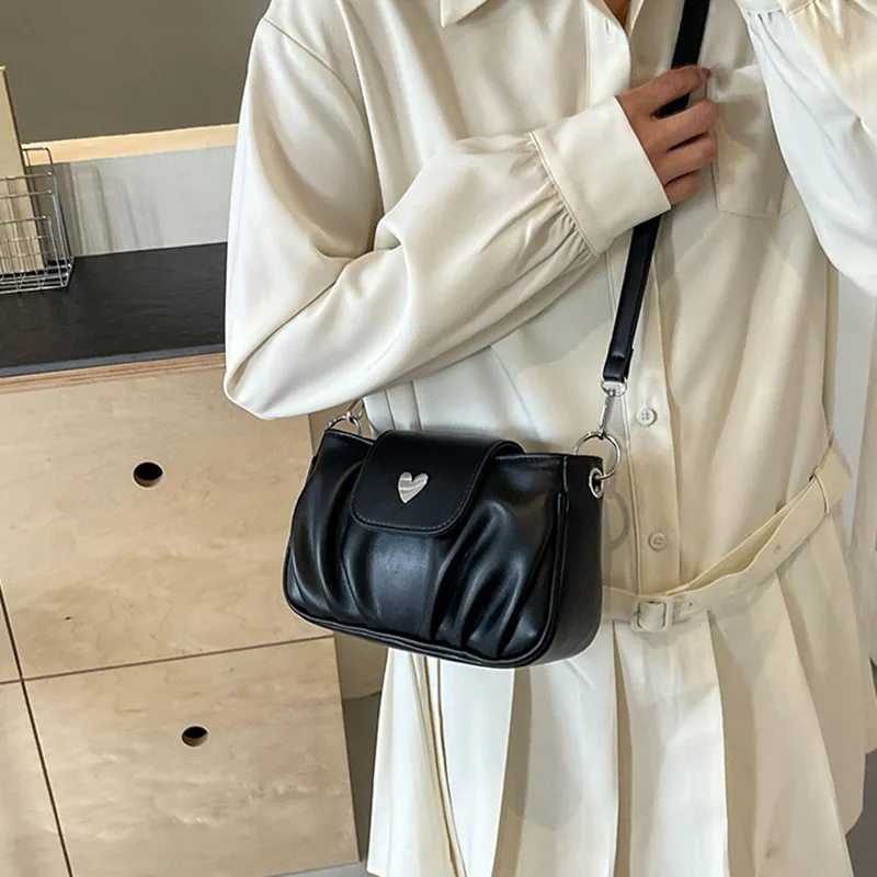 NOMK PU Shoulder Bag, Handbag, Shoulder Bag, Crossbody Bag Women's Black/Ecru/Pink/Silver-4