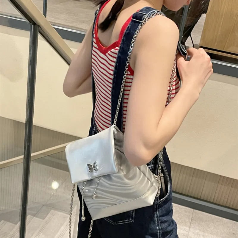 NOMK PU Chain Backpack Regular Women's Silver-1