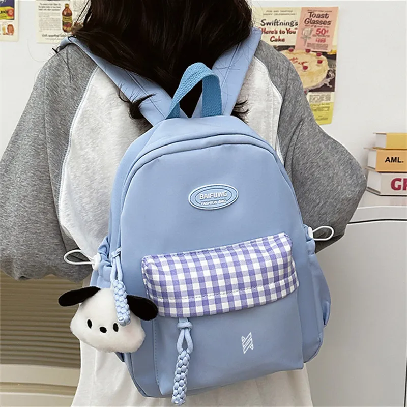 NOMK Nylon Backpack, Travel, Small Backpack Women's White/Blue/Black/Yellow/Green-6