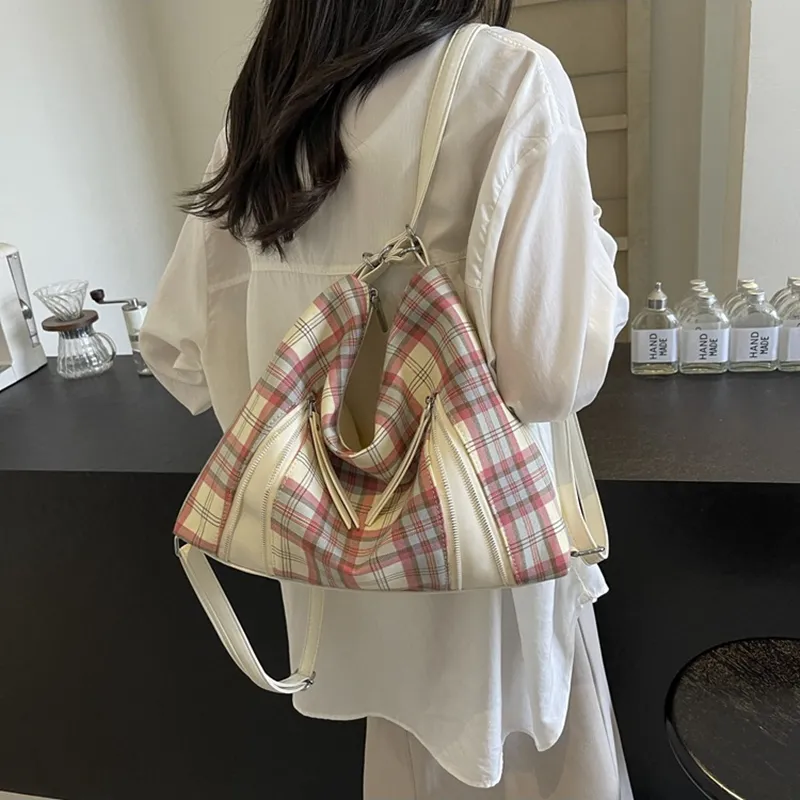 NOMK PU Tote Backpack Shoulder Bag Crossbody Bag Backpack Women's Pink/White-7