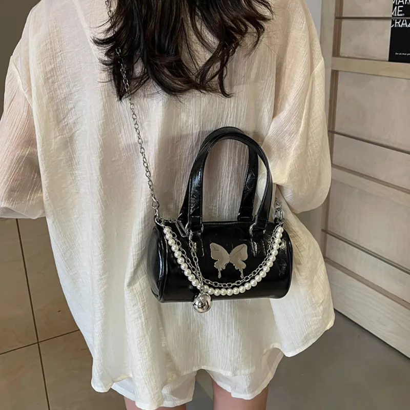 NOMK PU Shoulder Bag, Crossbody Bag, Handbag Women's Black/White/Silver-3