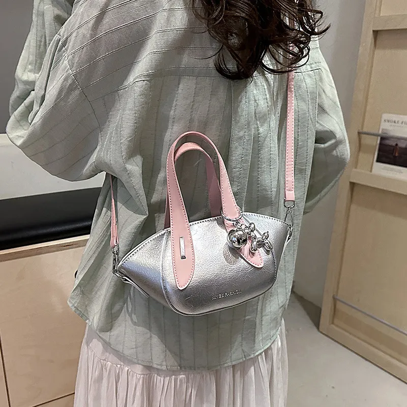 NOMK PU Handbag Shoulder Bag Crossbody Bag Women's White/Blue/Silver-11