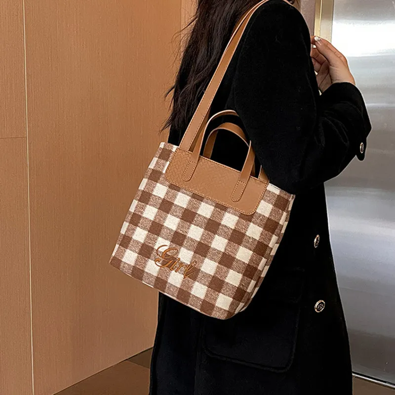 NOMK Woolen Handbag, Tote Bag, Shoulder Bag Women's-7
