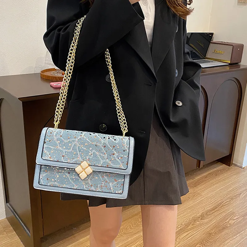 NOMK PU With Synthetic Leather Shoulder Bag, Crossbody Bag Women's Black/White/Light Blue/Dark Blue-9