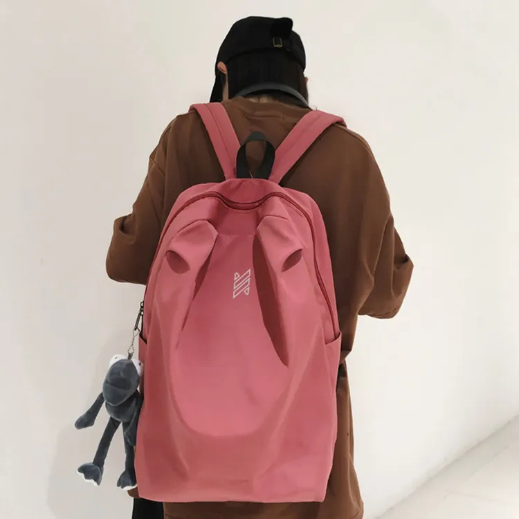 NOMK Nylon Backpack Regular Unisex Black/Pink/White/Gray-8