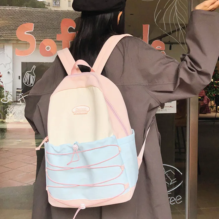 NOMK Nylon Portable One Shoulder Backpack Regular Women's Black Pink/Green Pink/Pink Blue/Blue Yellow-10