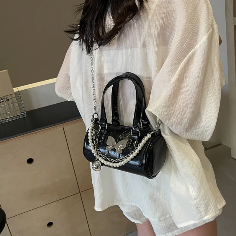 NOMK PU Shoulder Bag, Crossbody Bag, Handbag Women's Black/White/Silver-1
