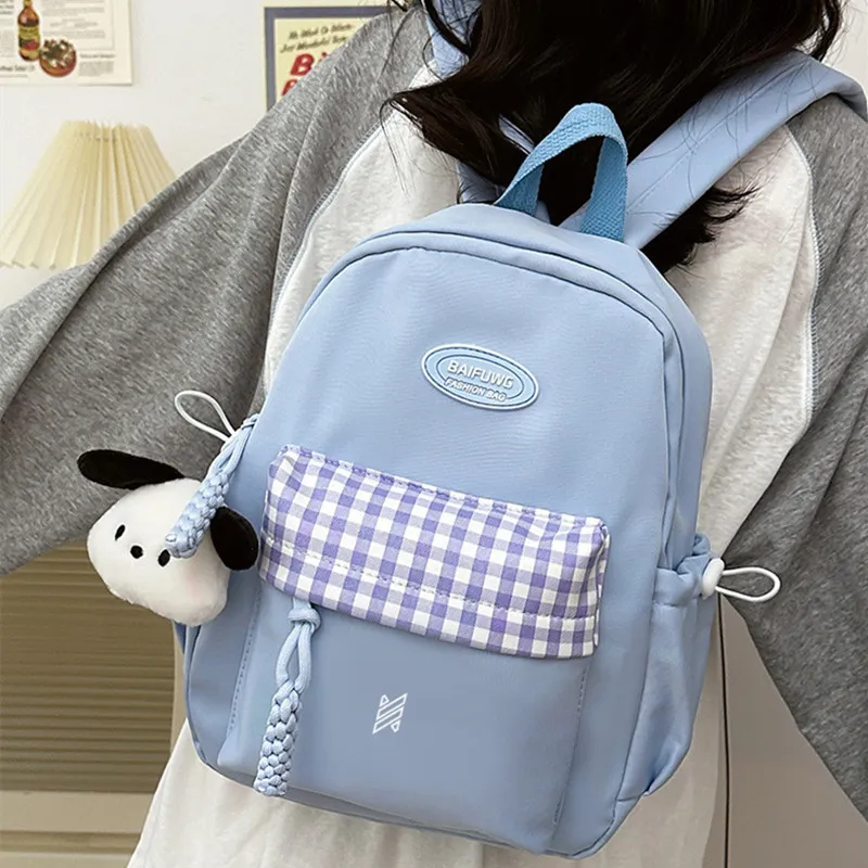 NOMK Nylon Backpack, Travel, Small Backpack Women's White/Blue/Black/Yellow/Green-7