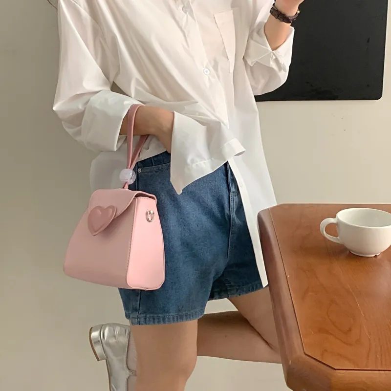 NOMK Leather Crossbody One Shoulder Handbag Mini Women's Pink-4