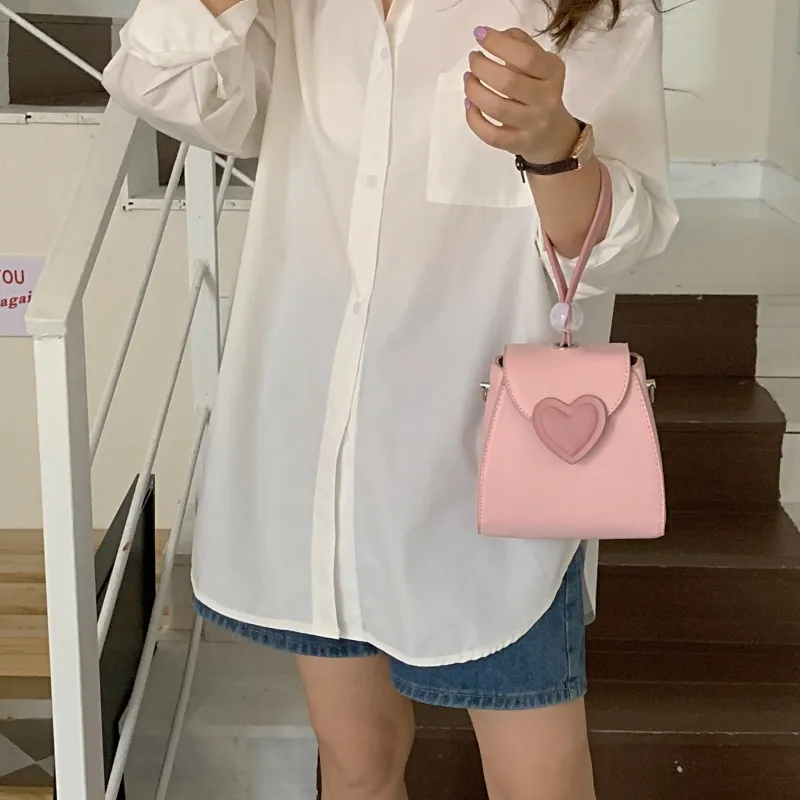 NOMK Leather Crossbody One Shoulder Handbag Mini Women's Pink-6