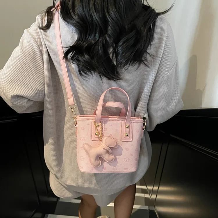 NOMK PU Crossbody One Shoulder Handbag Women's White & Brown/Ecru/Pink/Coffee-10