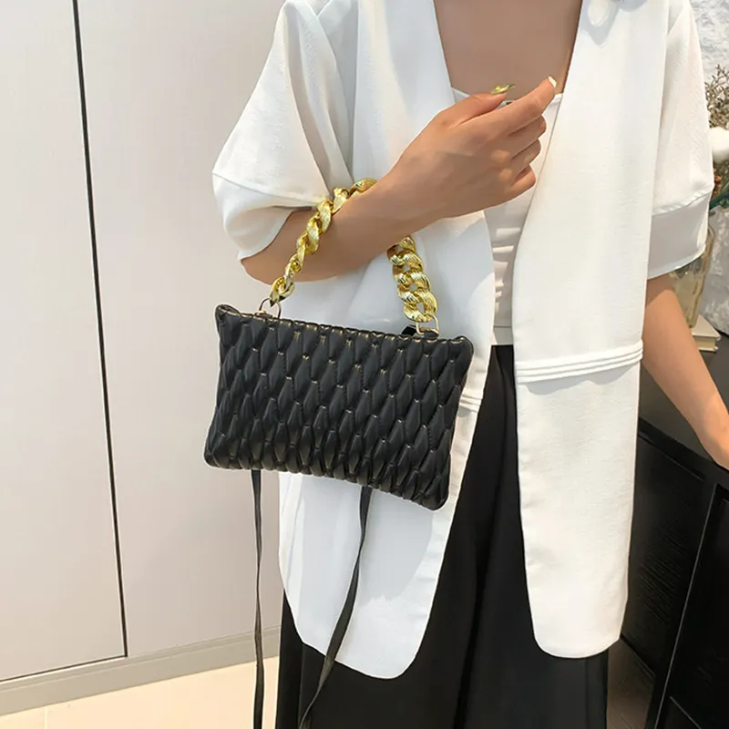 NOMK PU With Synthetic Leather One Shoulder Handbag Women's Black/Red/Brown/White/Gold/Silver-1