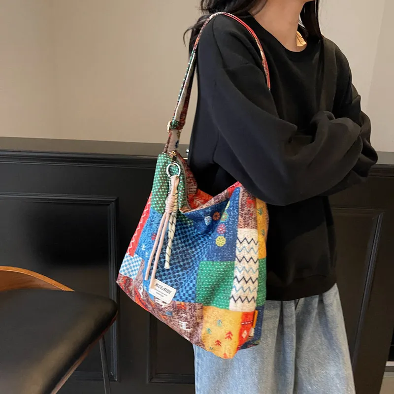 NOMK Canvas Bag Shoulder Bags Women's Multicolor-6