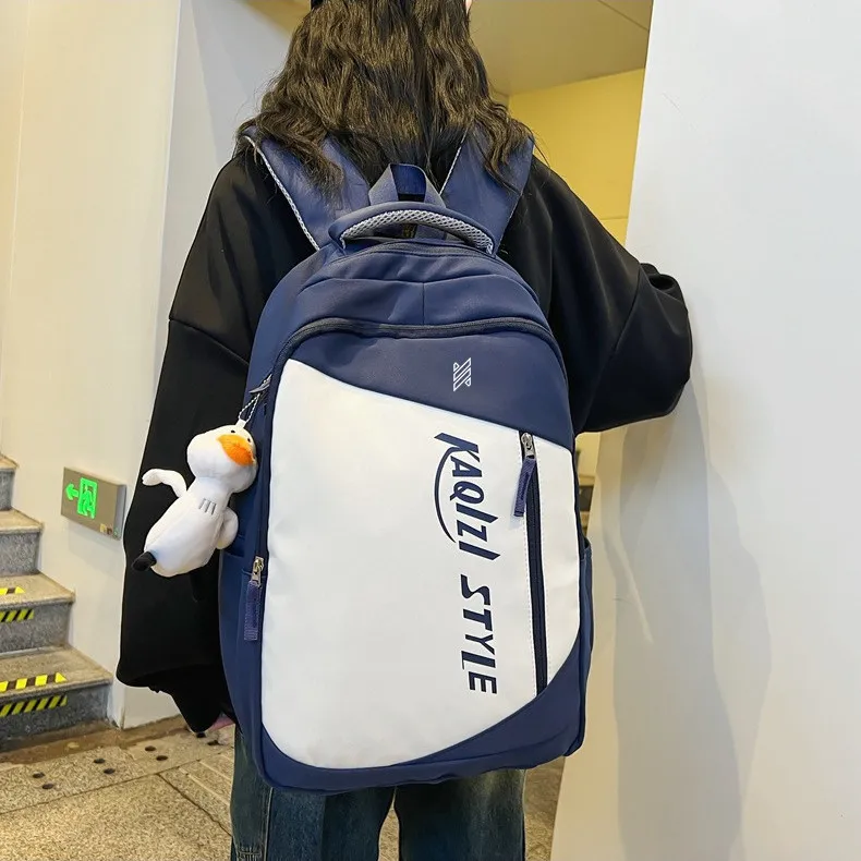 NOMK Nylon Backpack Backpack Travel Backpack Laptop Bag Unisex Black/Green/White/Blue-16