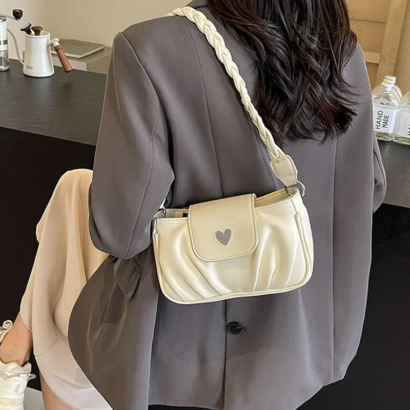 NOMK PU Shoulder Bag, Handbag, Shoulder Bag, Crossbody Bag Women's Black/Ecru/Pink/Silver-8