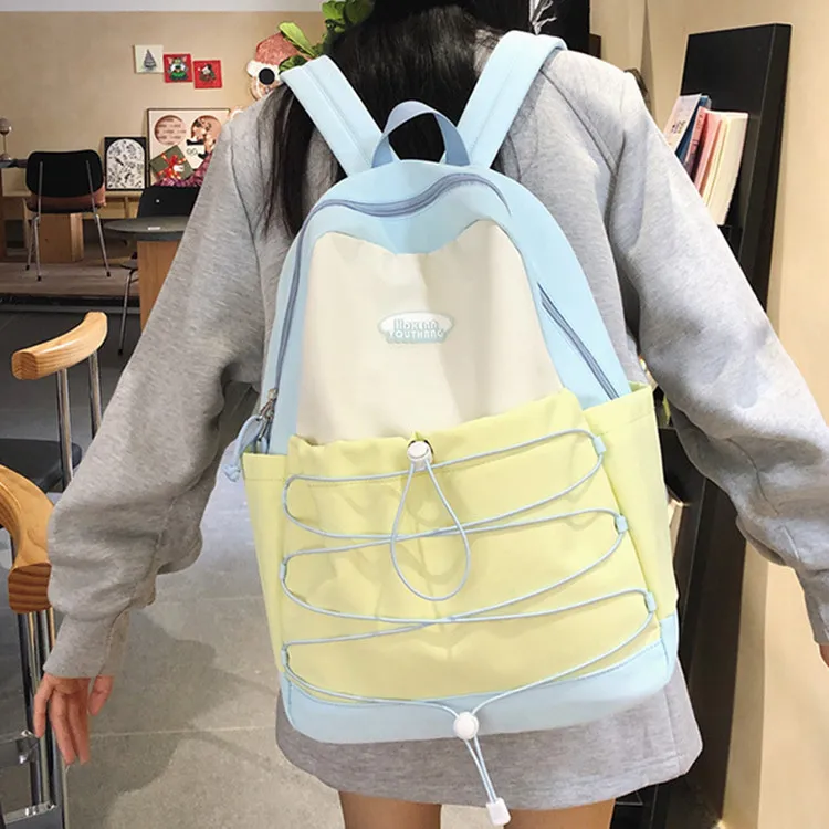 NOMK Nylon Portable One Shoulder Backpack Regular Women's Black Pink/Green Pink/Pink Blue/Blue Yellow-21