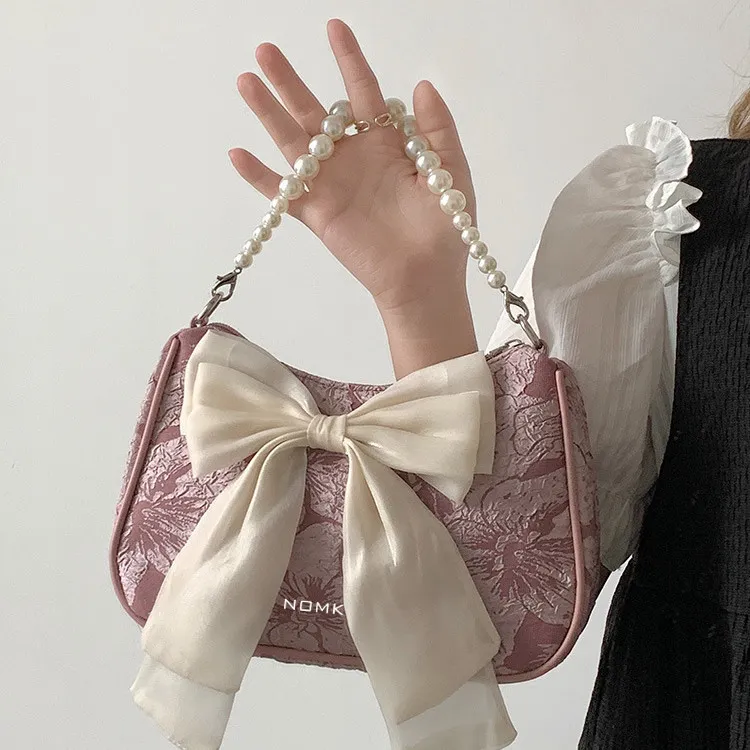 NOMK Canvas Shoulder Bag Crossbody Handbag Regular Women's Pink/White-2