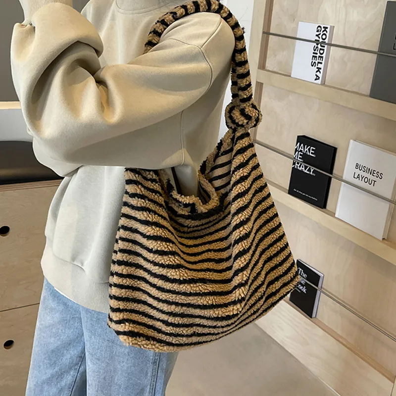 NOMK Faux Fur Tote Bag Shopping Bag Shoulder Bags Women's Multicolor-11