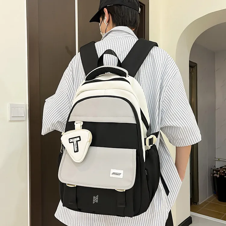 NOMK Nylon Carry Backpack Unisex Red/Green/Orange/Black/Dark Khaki/Light Khaki-10